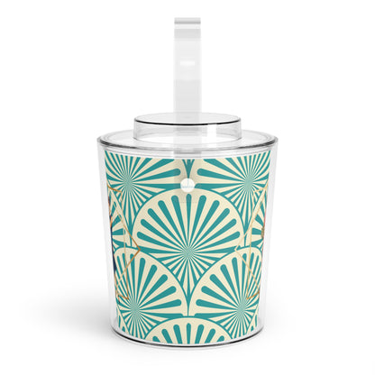 Roaring 1920s Glam Art Deco Party Ice Bucket with Tongs — Vintage 1920s Teal Art Deco Pattern - Splash of Color Co.