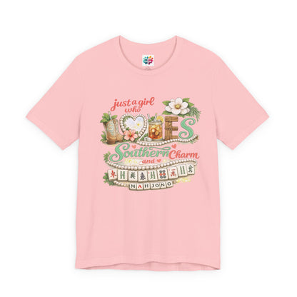 Just a Girl Who Loves Southern Charm Mahjong tee | Floral Mahjong Tiles Shirt - Splash of Color Co.