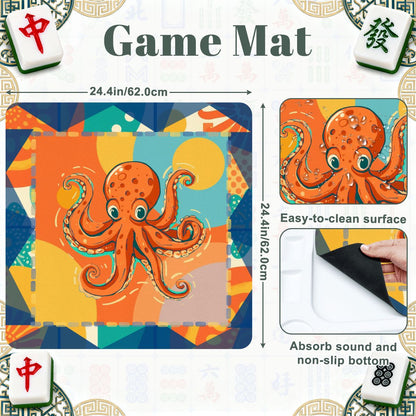 Whimsical Nautical Octopus Mini Mahj Mat And Foldable Mahjong Table - Splash of Color Co.