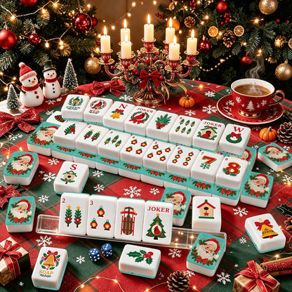 Nostalgic Christmas Modtastic Santa Christmas Cardinal American Mahjong Tiles And Carry Case