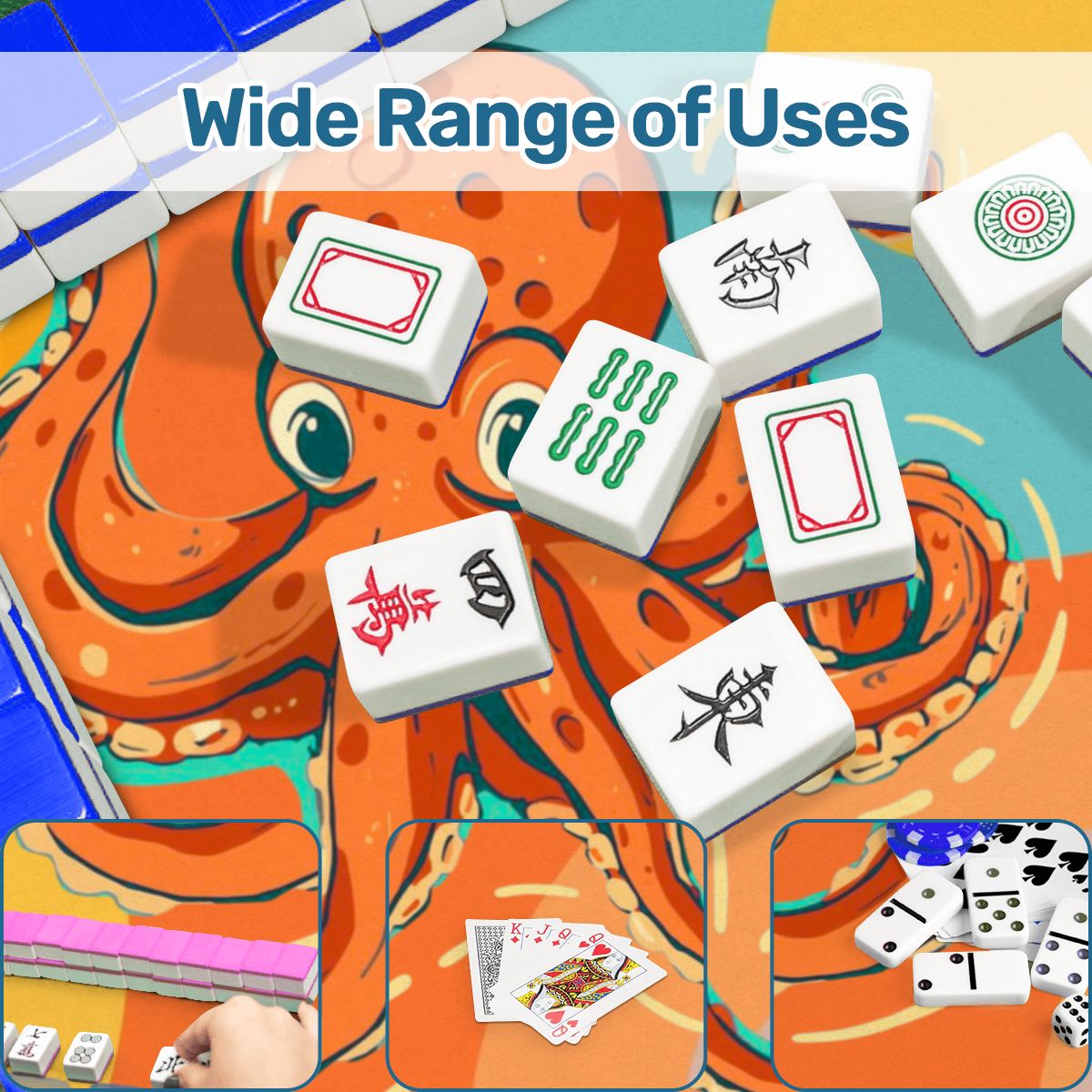 Octovibe Blue Lagoon Summer Beach Wave Octopus Mahjong Mat - Splash of Color Co.