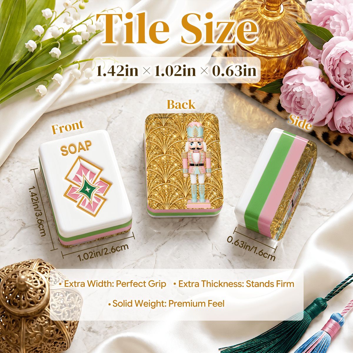 Nutcracker Soldier 4 Layer Gold Glam Holiday American Mahjong Tiles And Carry Case - Splash Of Mahj And Color Co.