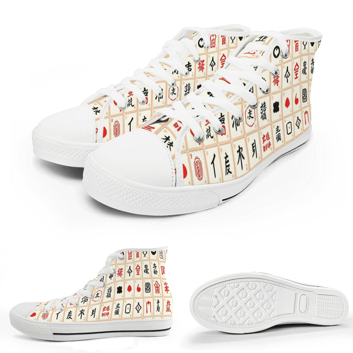 Mahjong Designed Hip Men's High Top Canvas Sneakers - Splash of Color Co.