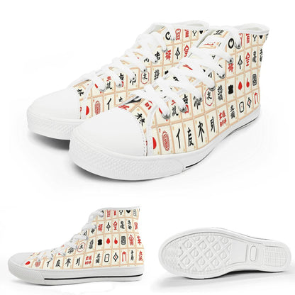 Mahjong Designed Hip Men's High Top Canvas Sneakers - Splash of Color Co.
