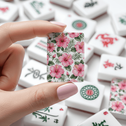 Hibiscus Flowers American Mahjong Tiles And Carry Case - Splash Of Mahj And Color Co.