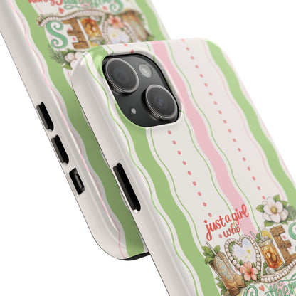 Just a Girl, Who Loves Southern Charm and Mahjong Preppy Pastel Phone Cases - Splash of Color Co.