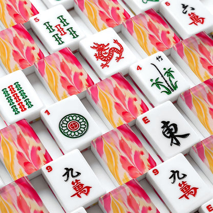 Summer Sorbet Brush Stroked Pink, Yellow American Mahjong Tiles And Carry Case - Splash Of Mahj And Color Co.