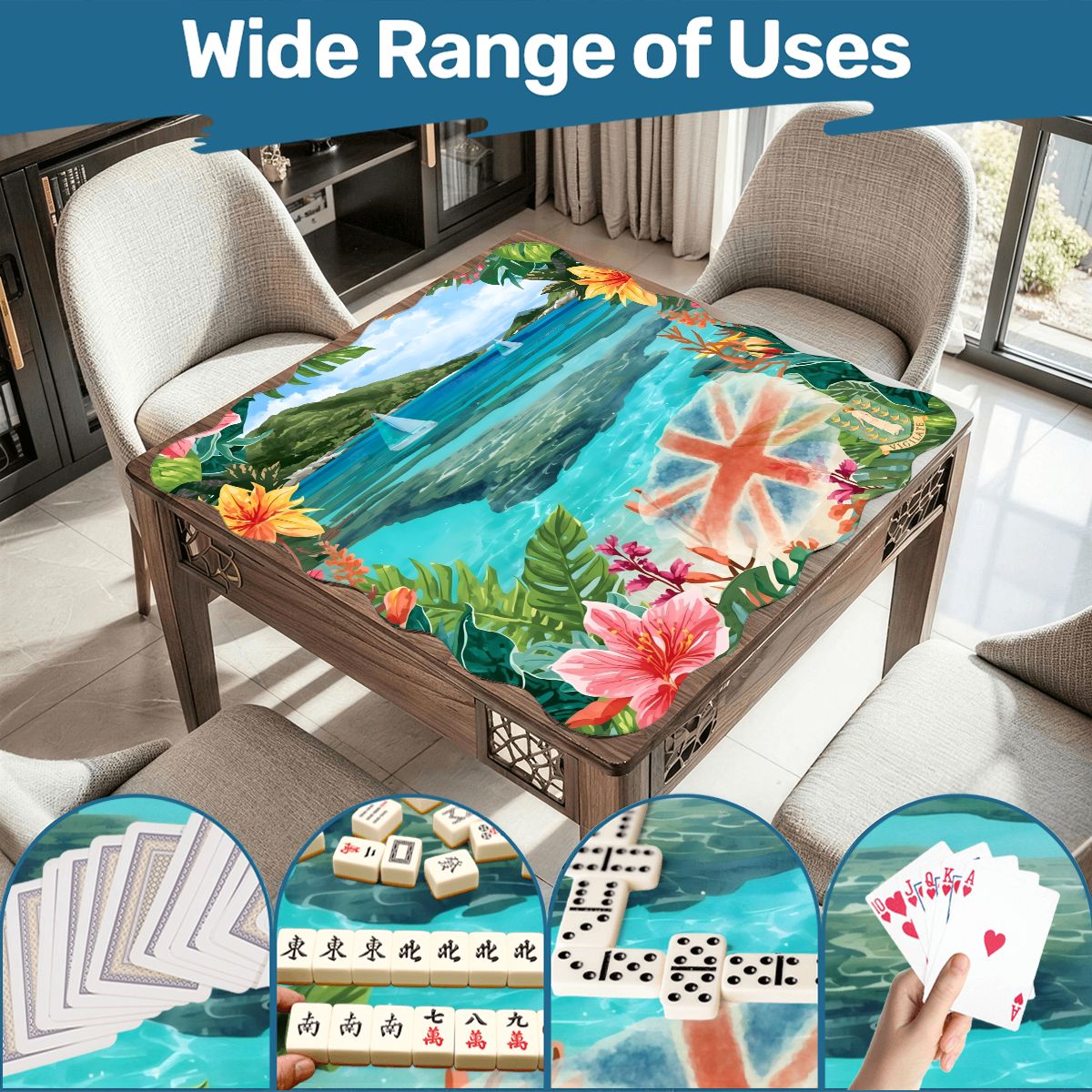 Scalloped Mahjong Mat British Virgin Islands Tropical Mahj Vacation - Splash of Color Co.
