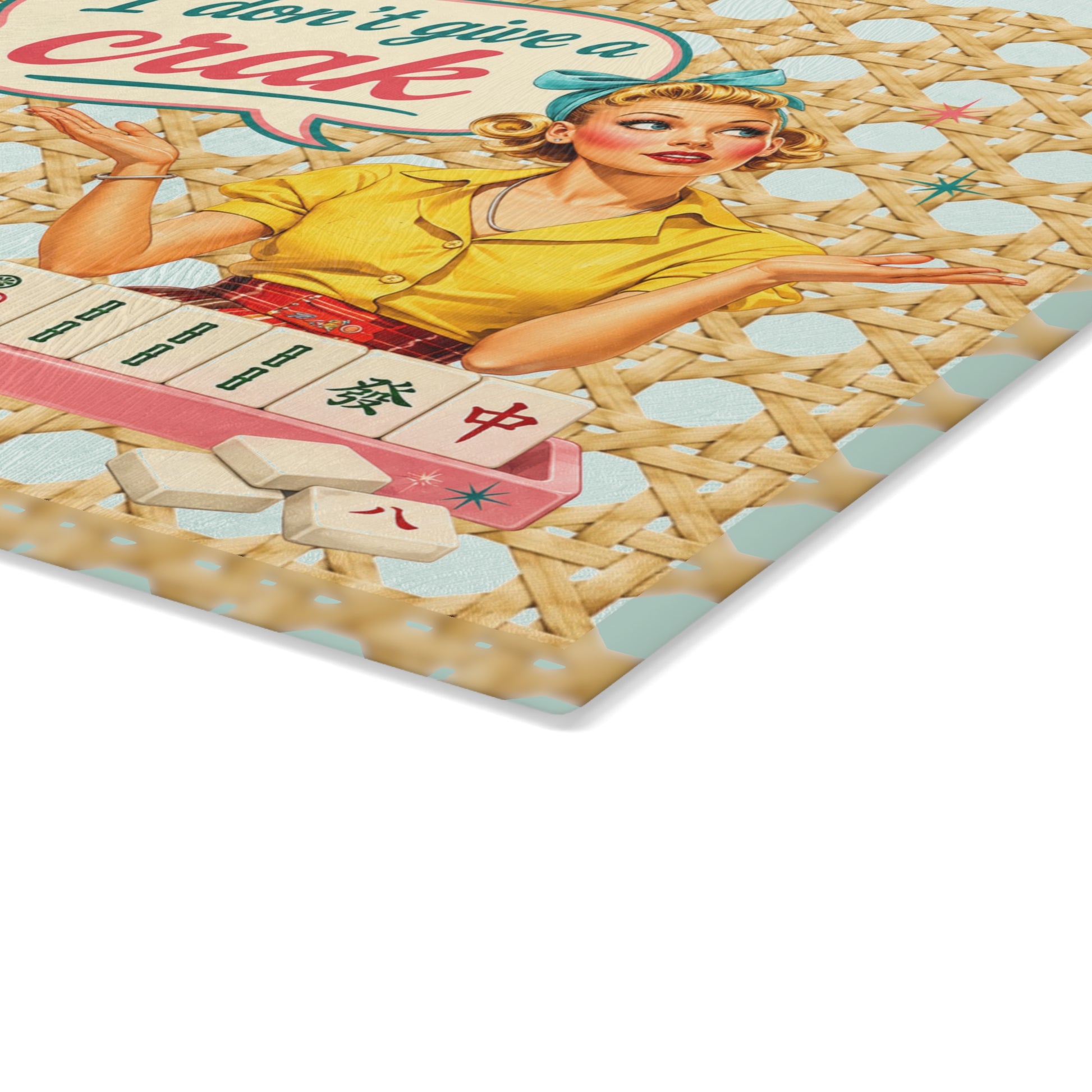 I Don't Give a Crak Mahjong Entertaining Glass Cutting Board - Splash Of Mahj And Color Co.