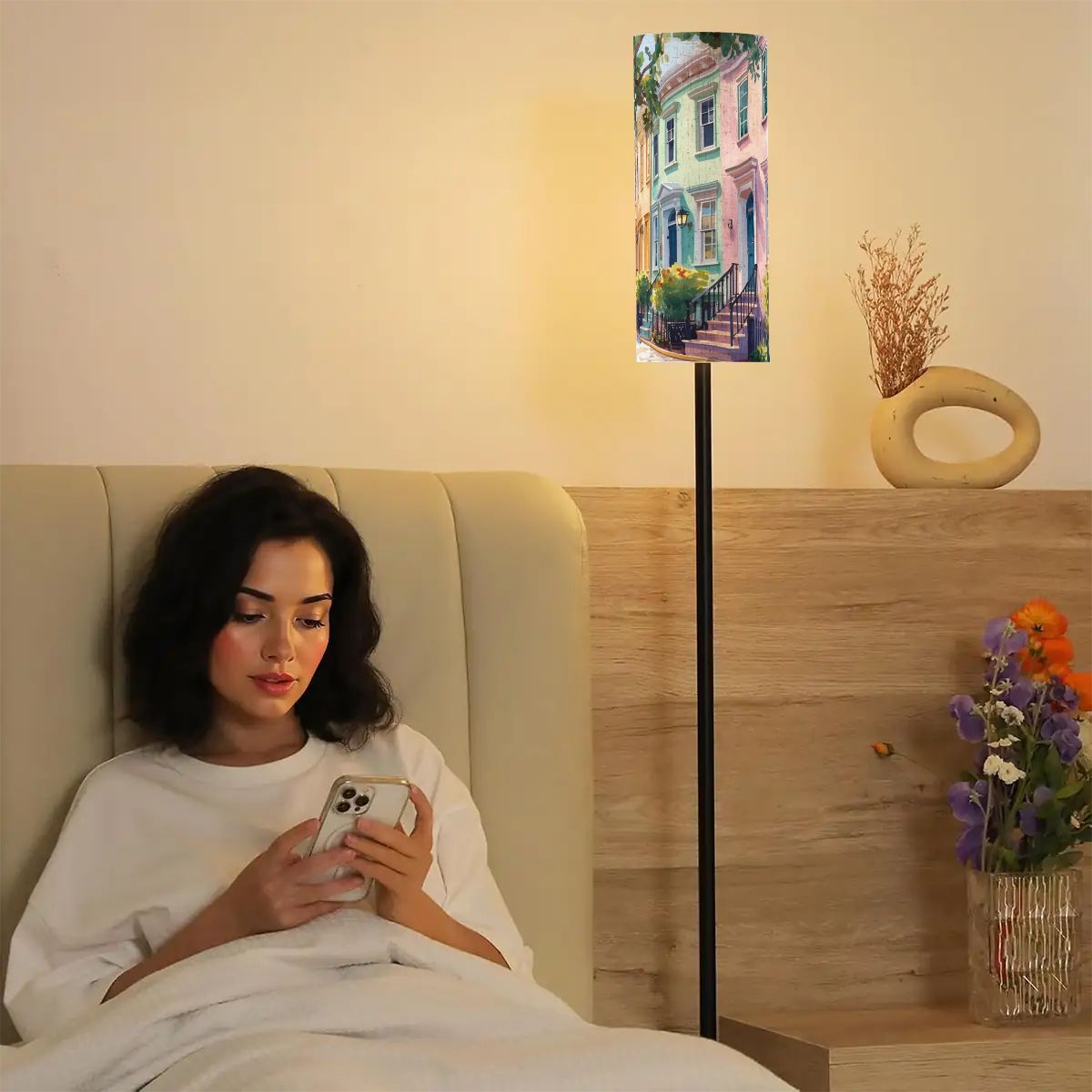 Charleston South Carolina Rainbow Row Modern Floor Lamp - Splash of Color Co.