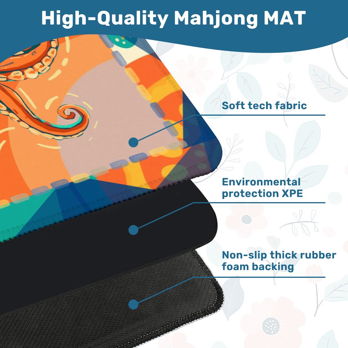 Octovibe Blue Lagoon Summer Beach Wave Octopus Mahjong Mat - Splash of Color Co.