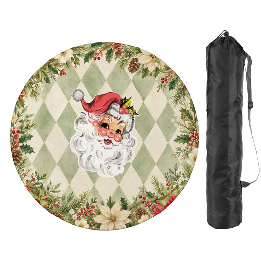 Vintage Santa Harlequin Christmas Round Mahjong Mat