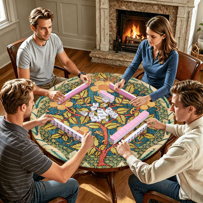 William Morris Inspired Tapestry Tree Round Mahjong Mat - Splash Of Mahj And Color Co.