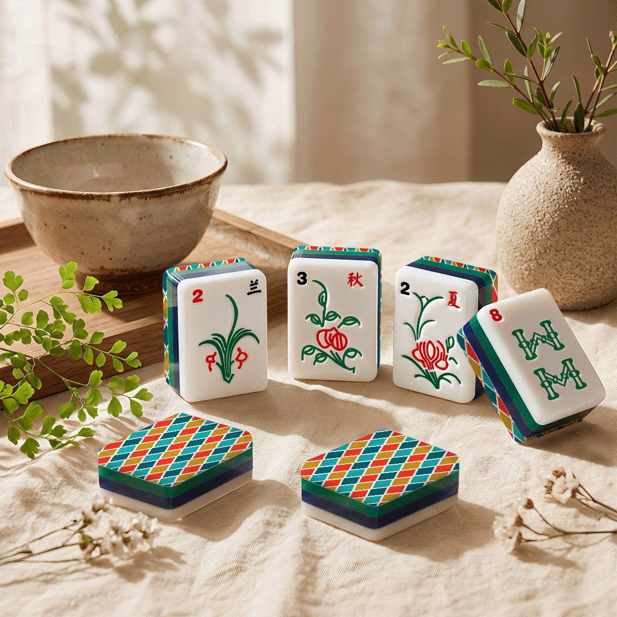 Modtastic Starburst 4 Layer American Mahjong Tiles Blue Green With Carry Case - Splash Of Mahj And Color Co.