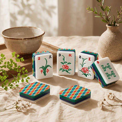 Modtastic Starburst 4 Layer American Mahjong Tiles Blue Green With Carry Case - Splash Of Mahj And Color Co.