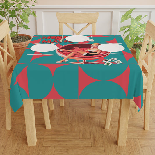 Mahjong Christmas Tablecloth Fashionable Nostalgic  Holiday Tablecloth: Merry and Mahj