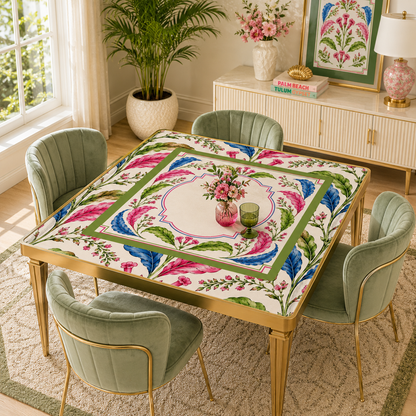 Tobacco Leaf Mahjong Mat Floral Chinoiserie Mahjong Mat 33"x33"