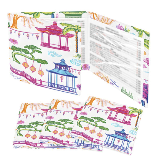 4 Mahjong Card Holder with Line Finder, Asian Chinoiserie Watercolor Pagodas - Splash of Color Co.