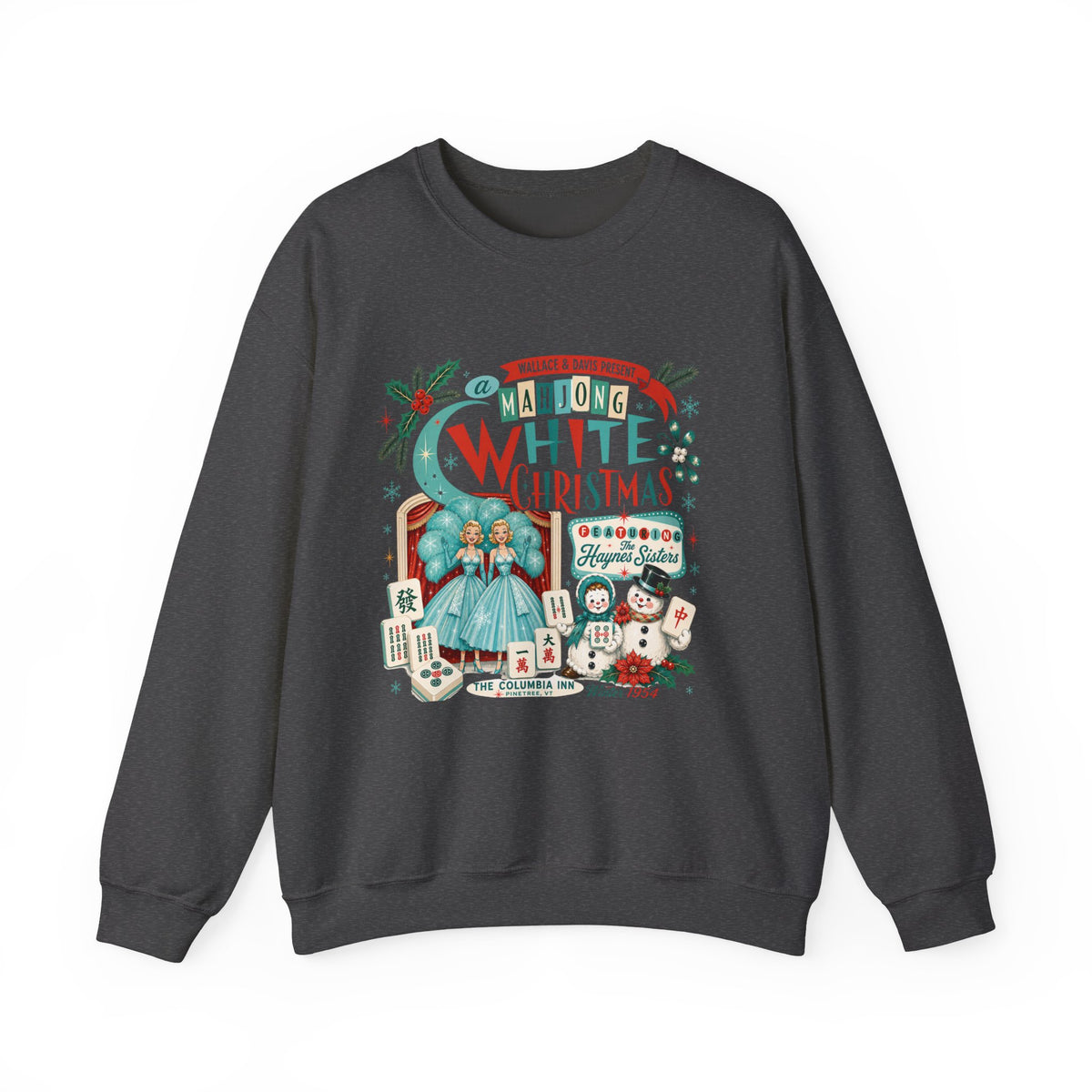 White Christmas Crewneck Vintage Holiday Mahjong Lover Sweatshirt
