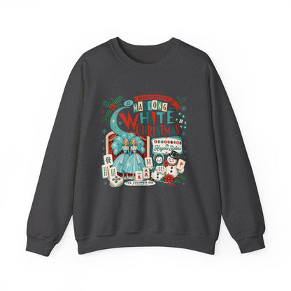 White Christmas Crewneck Vintage Holiday Mahjong Lover Sweatshirt