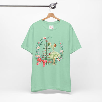 Mahjong Christmas Tee,Vintage Girl, Book Lover, Festive Mahj Gift - Splash of Color Co.