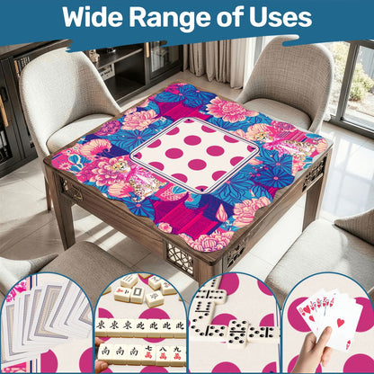 Scalloped Mahjong Mat Cheetah Dynasty Pink Pagoda - Splash of Color Co.