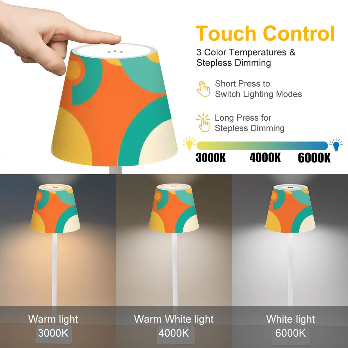 GeoFlare Modern Mahjong LED Cordless Table Lamp - Splash of Color Co.