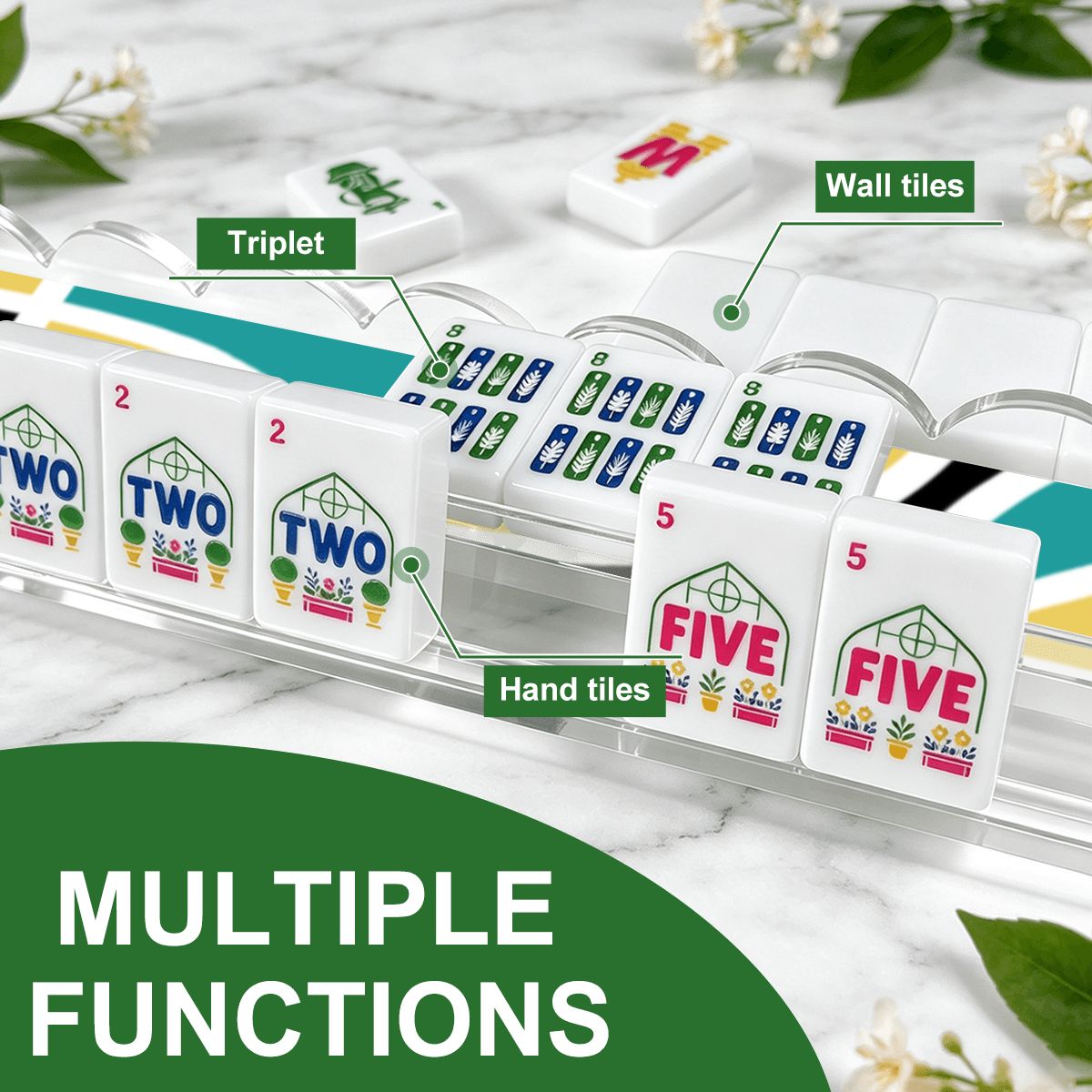 Modtastic Modern Extended Mahjong Rack Set of 4 Scalloped Magnetic Tile Pusher 20' - Splash Of Mahj And Color Co.