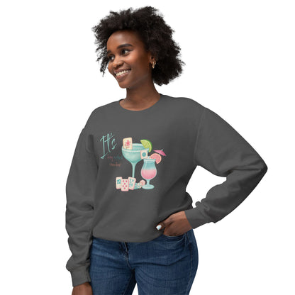 Mahjong Cocktail Funny It's Kong O'Clock Somewhere Unisex Lightweight Crewneck Sweatshirt