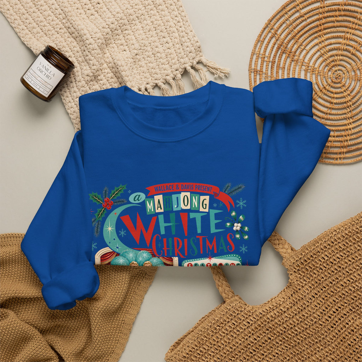 White Christmas Crewneck Vintage Holiday Mahjong Lover Sweatshirt