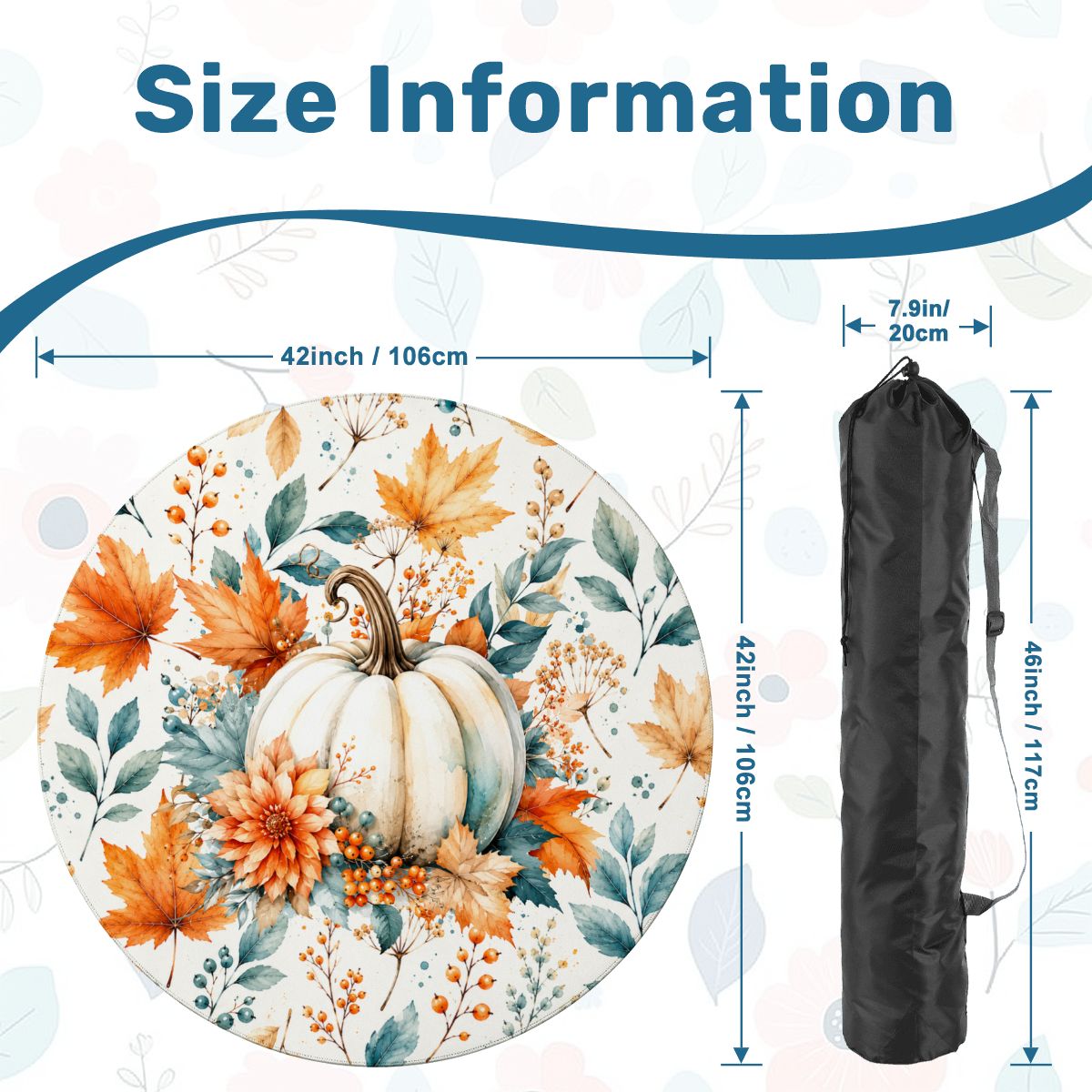Falling For Fall Watercolor Pumpkin Round Mahjong Mat