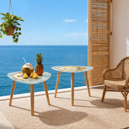 On Golden Pond Floral Swan Modern Nesting Tables - Splash of Color Co.