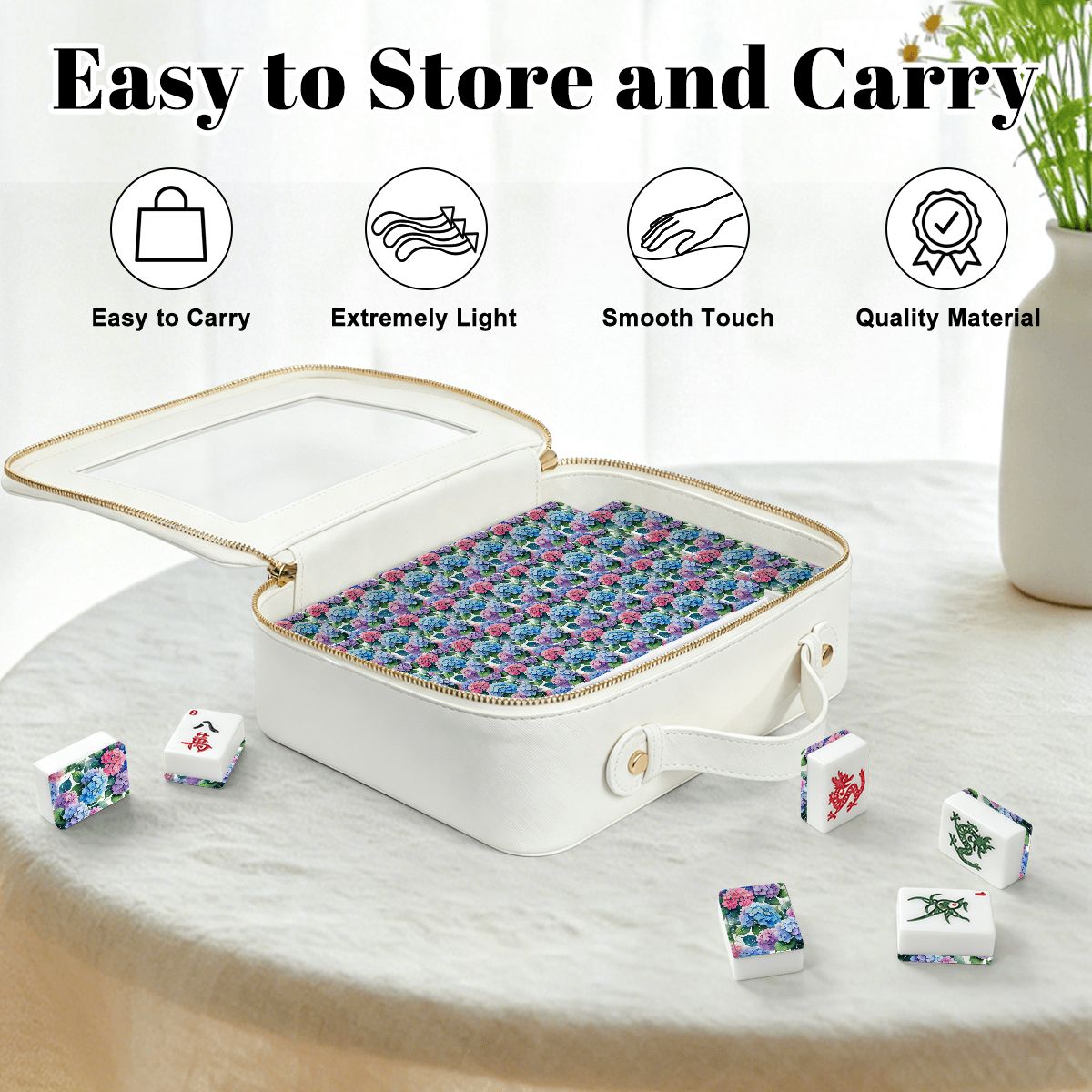Watercolor Hydrangea Purple Pink, American Mahjong Tiles And Carry Case - Splash Of Mahj And Color Co.
