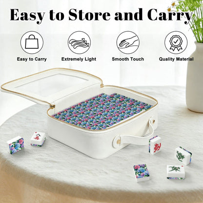 Watercolor Hydrangea Purple Pink, American Mahjong Tiles And Carry Case - Splash Of Mahj And Color Co.