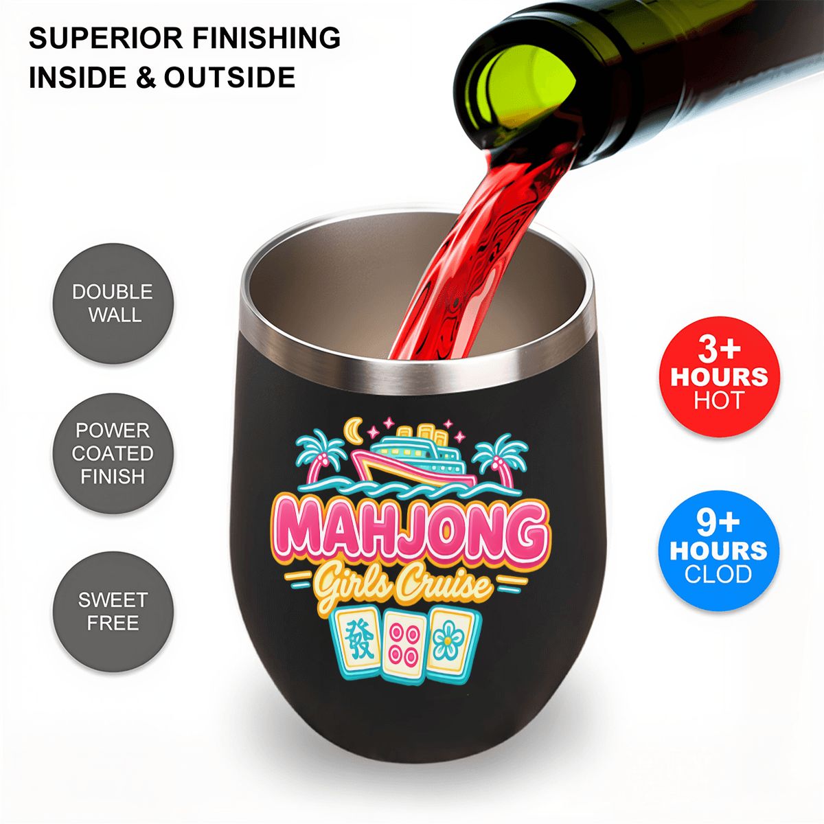 Mahjong Girls Cruise Egg - Shaped Tumbler - Splash of Color Co.