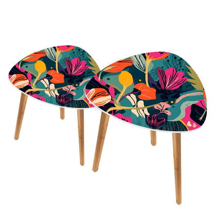 Grand Bohemian Floral Modern Nesting Tables Orange, Teal Yellow Fuchsia - Splash of Color Co.