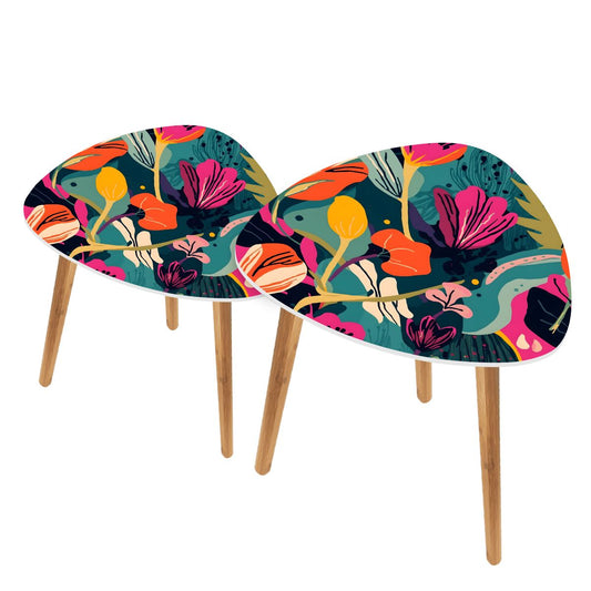 Grand Bohemian Floral Modern Nesting Tables Orange, Teal Yellow Fuchsia - Splash of Color Co.