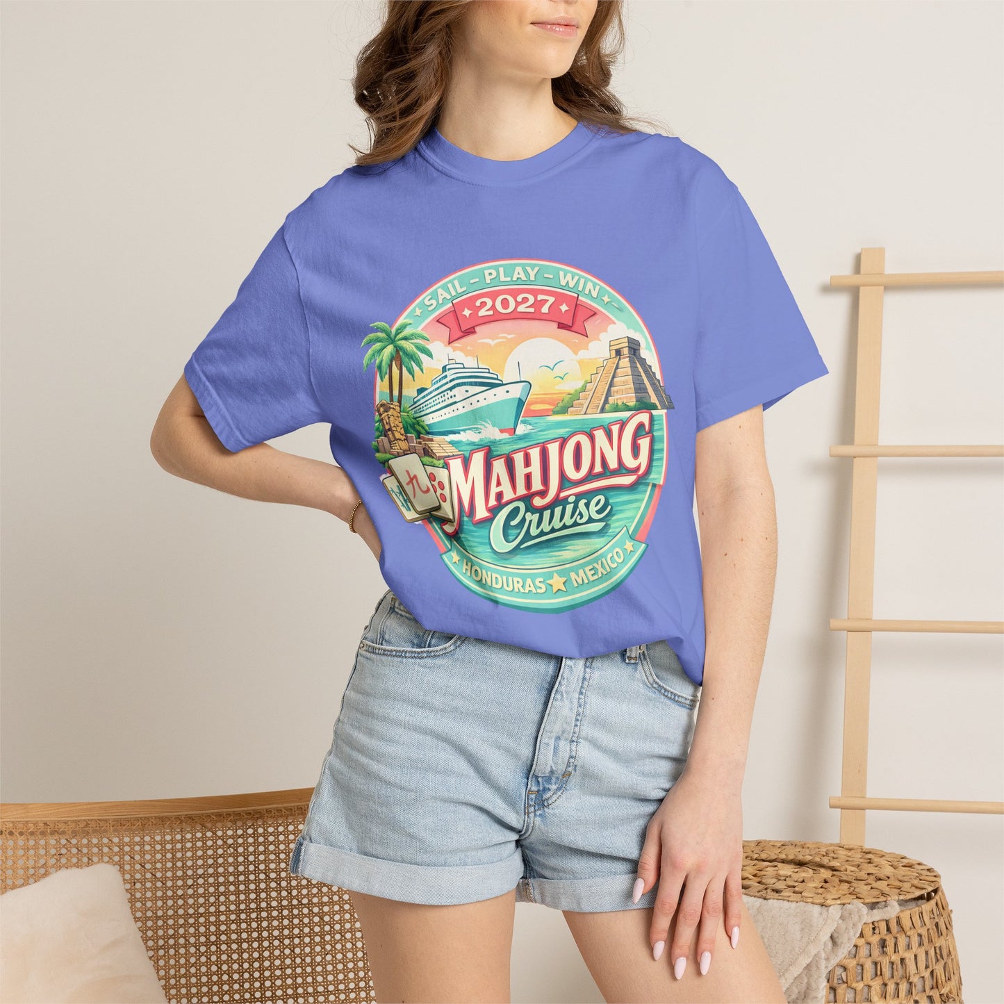Mahjong Cruise 2027 T-Shirt — 2027 Mexico & Honduras Vintage Cruise Tee - Splash of Color Co.