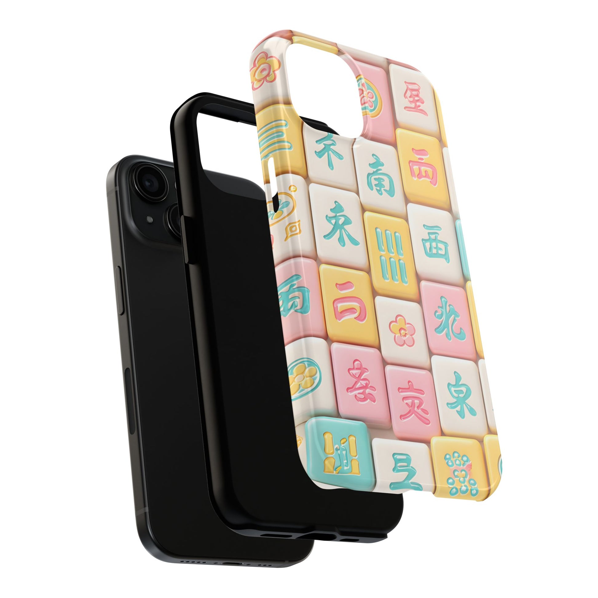 Pastel Mahjong Tile Phone Case | Cute Asian Game Pattern, Durable Protective Case - Splash of Color Co.