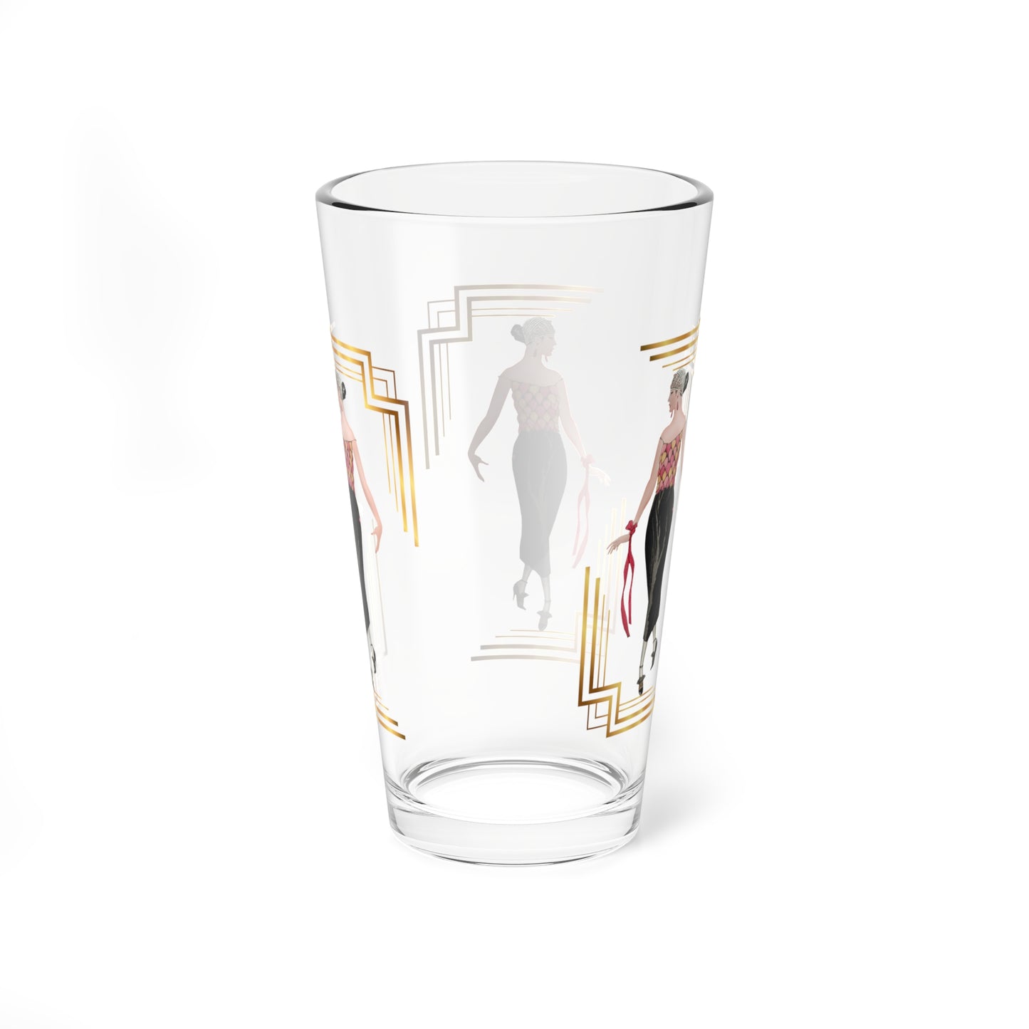 Art Deco Cocktail Mixing Glass — 16oz Vintage Flapper Design - Splash of Color Co.