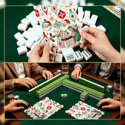Nostalgic Christmas Santa Scalloped Mahjong Shuffler Cards  Set of 4