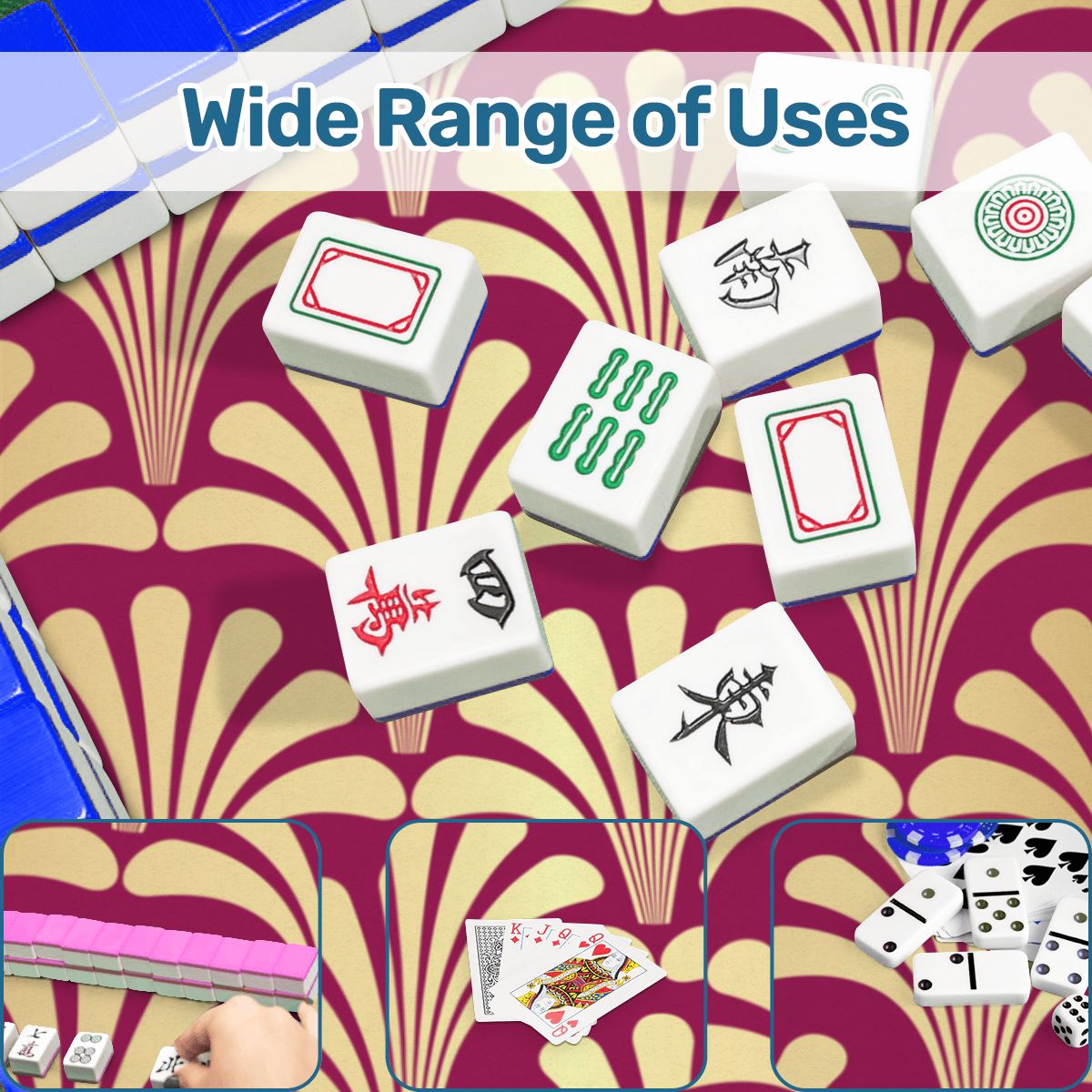 Mahjong Art Deco Burgandy, Gold Leaf Speakeasy Collection Mahj Mat - Splash of Color Co.