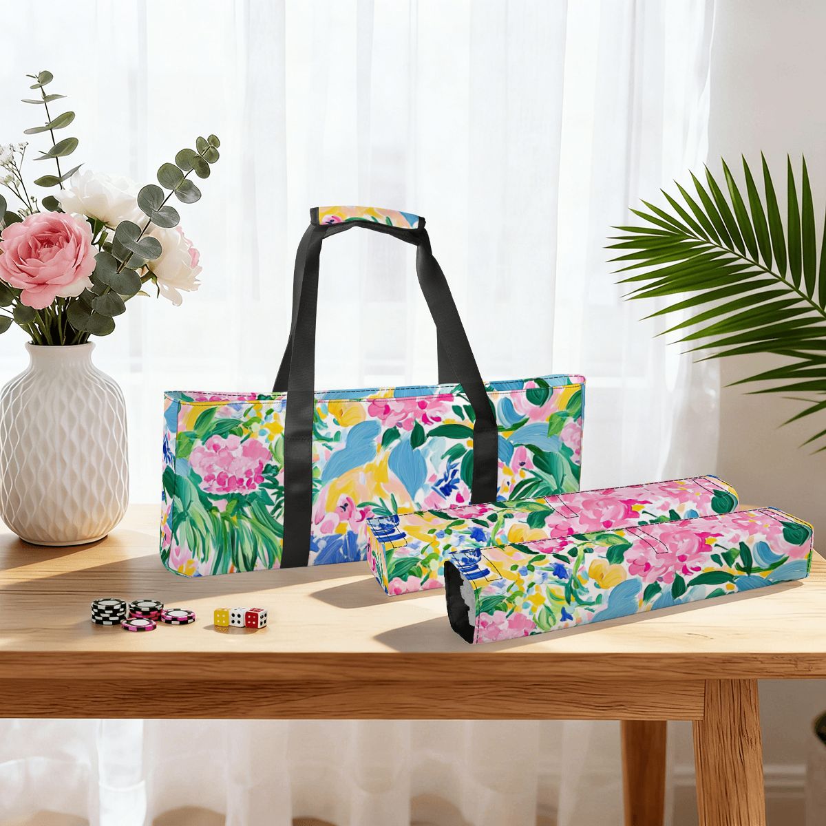 Preppy Watercolor Chinoiserie Designed Mahjong Bag Set - Splash of Color Co.