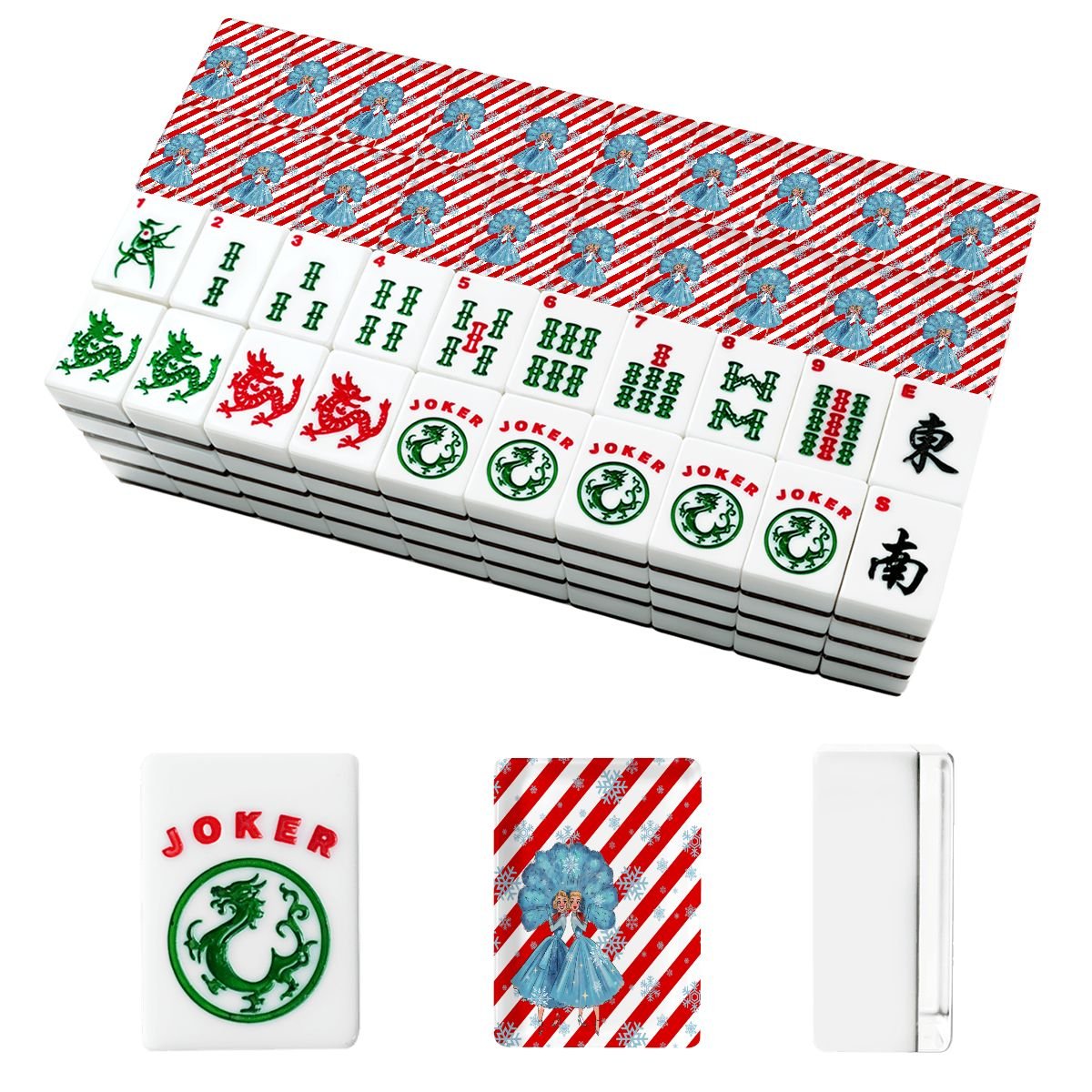 White Christmas Candy Cane Striped Sisters Sisters American Mahjong Tiles - Splash Of Mahj And Color Co.