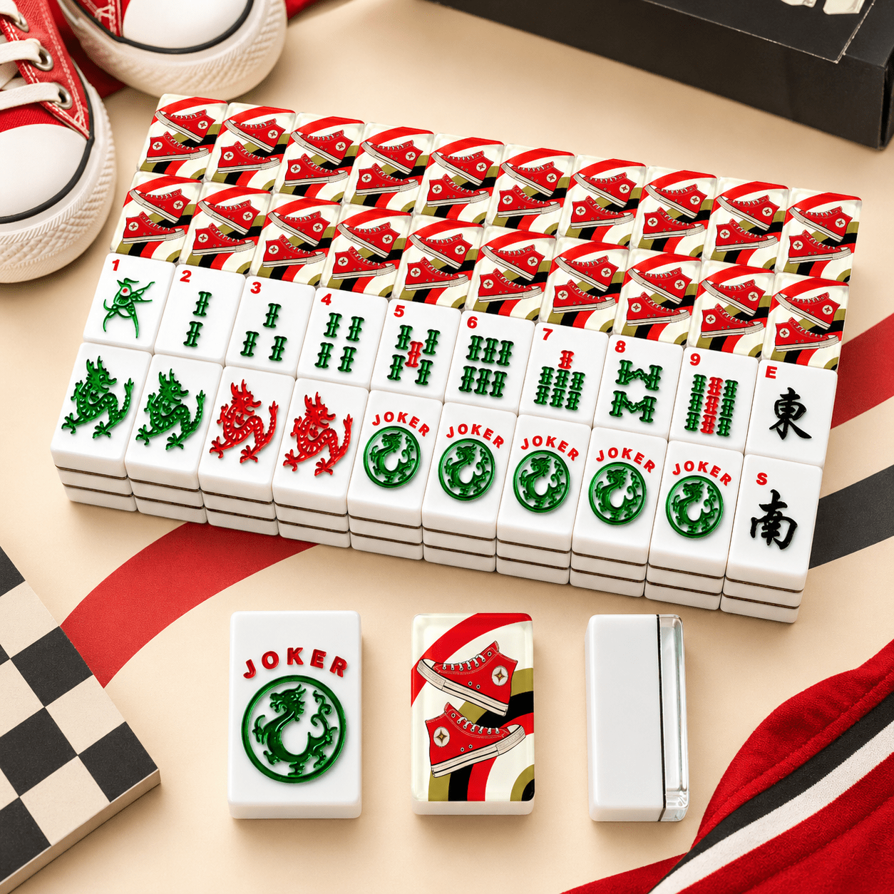 Kicking It Old School American Mahjong Tiles And Carry Case - Splash of Color Co.