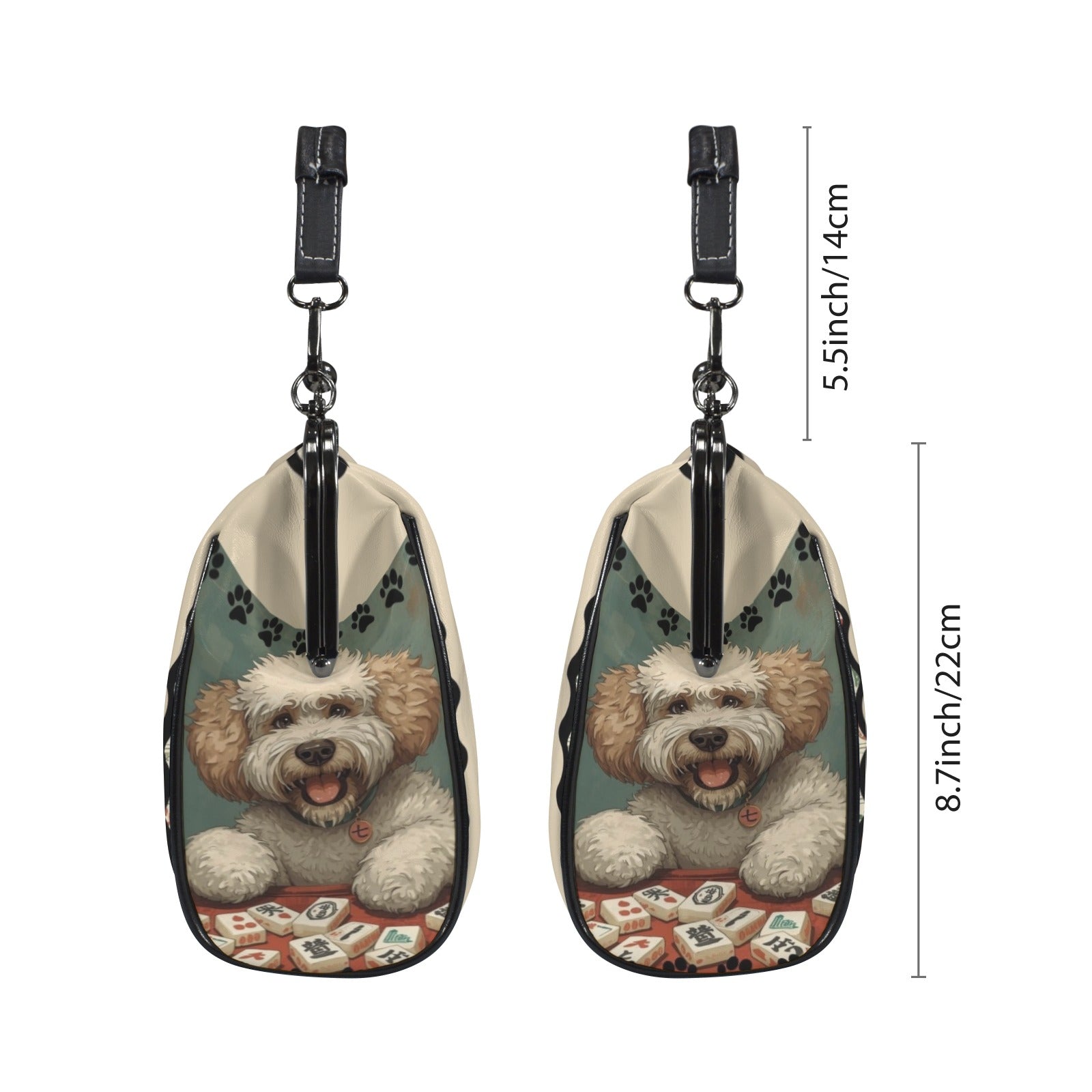 Mahjong Doodle Dog, Whimsical Vintage Style Kisslock Crossbody Shoulder Bag - Splash of Color Co.