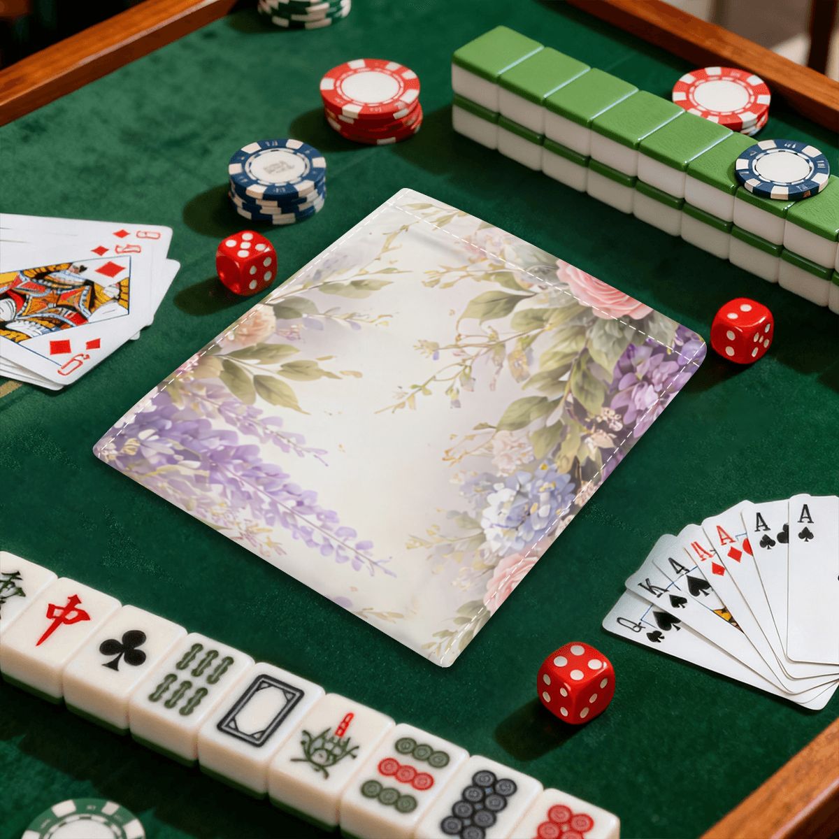 Romantic Regency Wisteria Garden Watercolor 4 Mahjong Card Holder with Line Finder - Splash of Color Co.