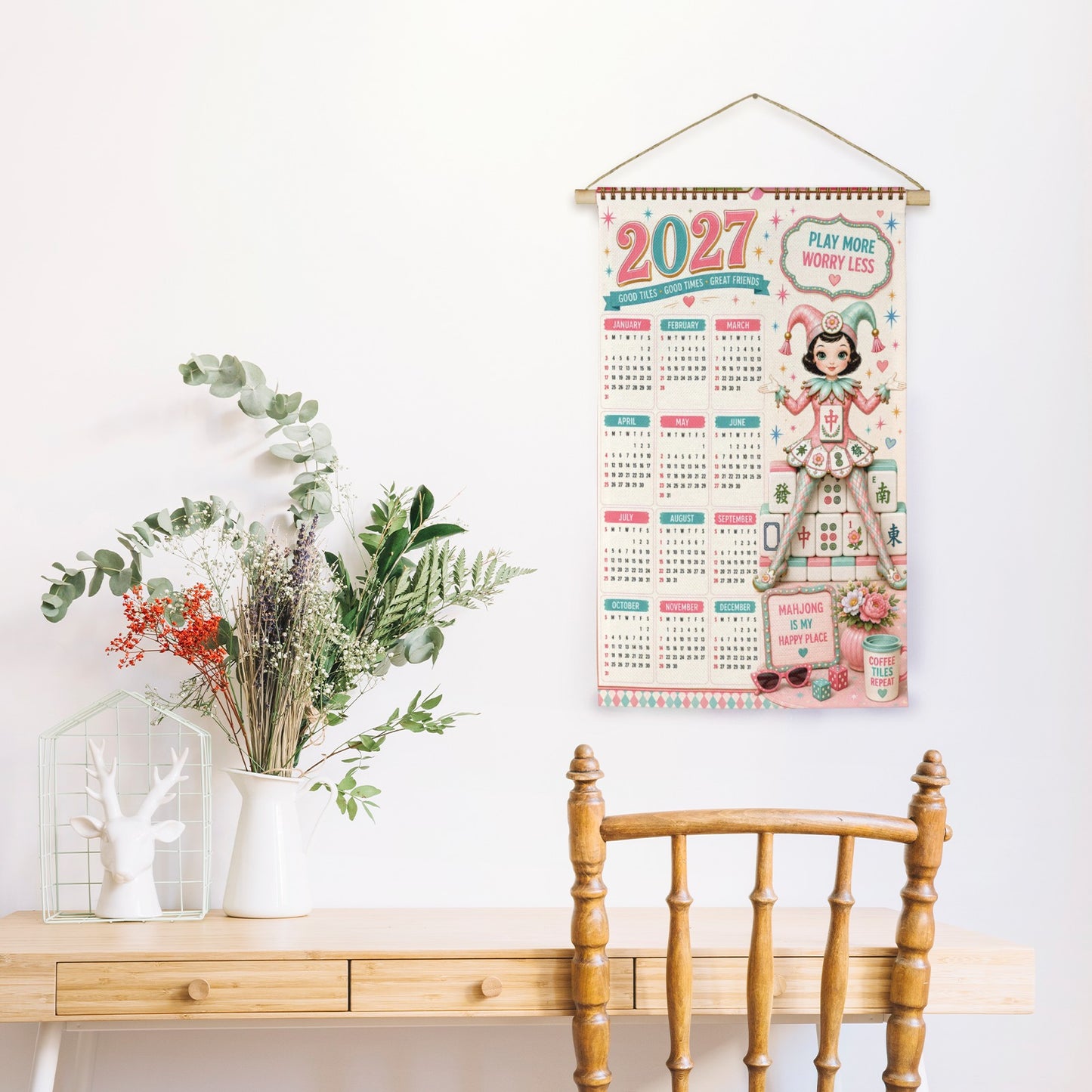 Mahjie The Mahjong Mascot 2027 Wall Calendar