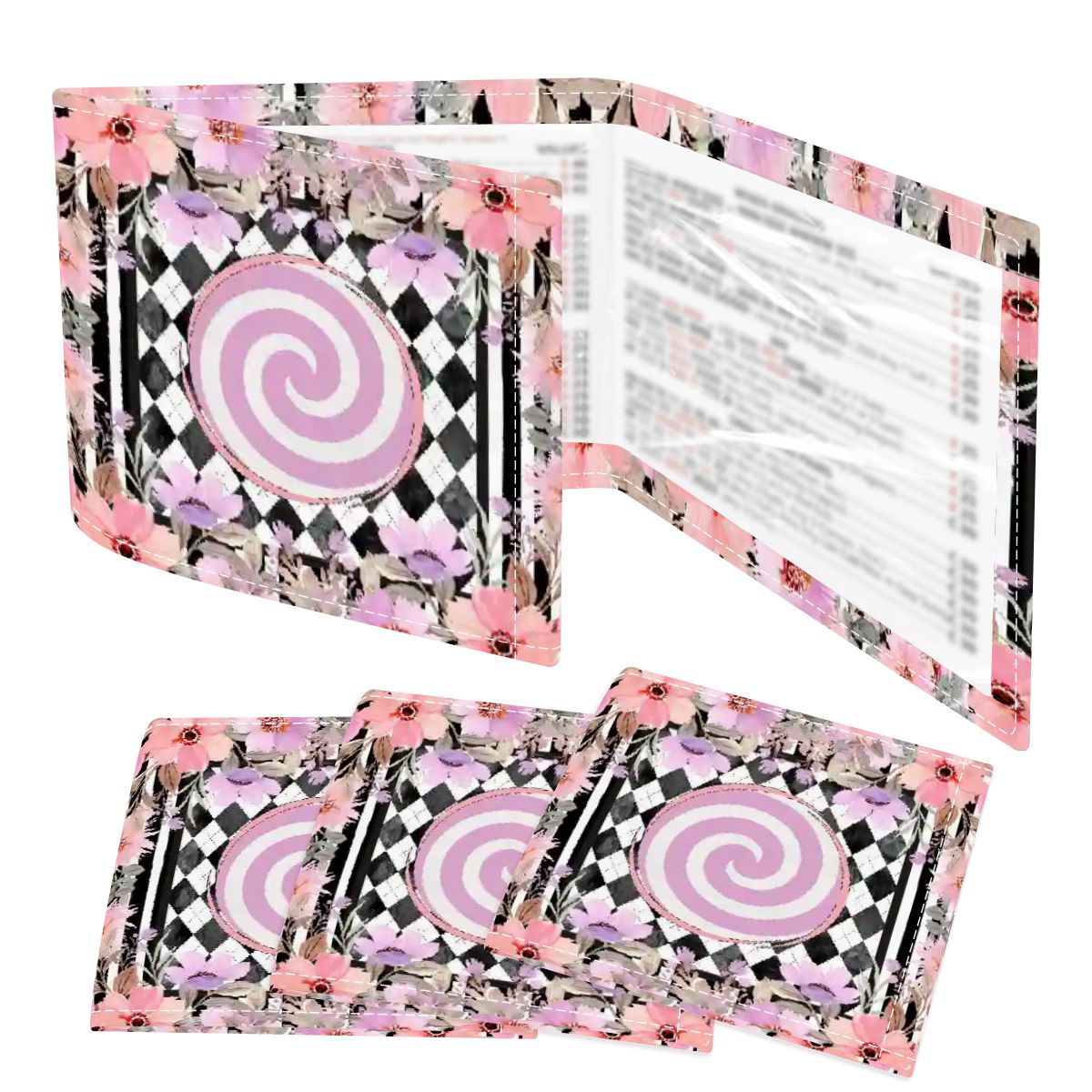 Harlequin Romance Floral Preppy 4 Mahjong Card Holder with Line Finder - Splash of Color Co.