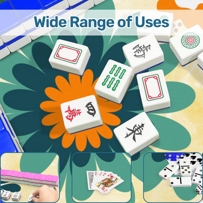 Boho Flower Infusion, Orange Blue Mahjong Game Mat